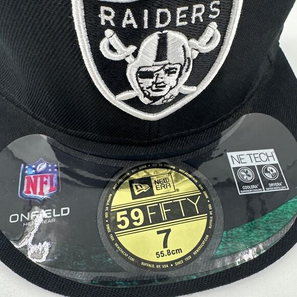 New Era 59FIFTY Black Las Vegas Raiders Fitted Hat Size 7 - Picture 2 of 6